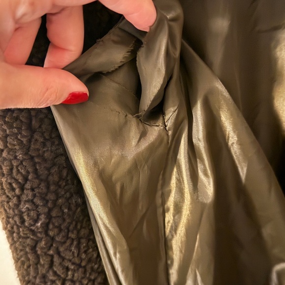 Brown Teddy Coat Sherpa Faux Shearling Mid Length STOOSH Size S - Picture 9 of 9